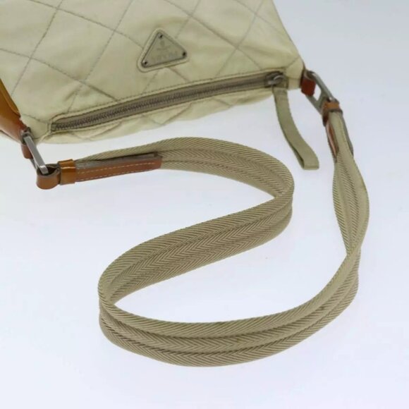 PRADA Shoulder Bag Nylon Enamel Beige Brown Auth - Picture 8 of 16
